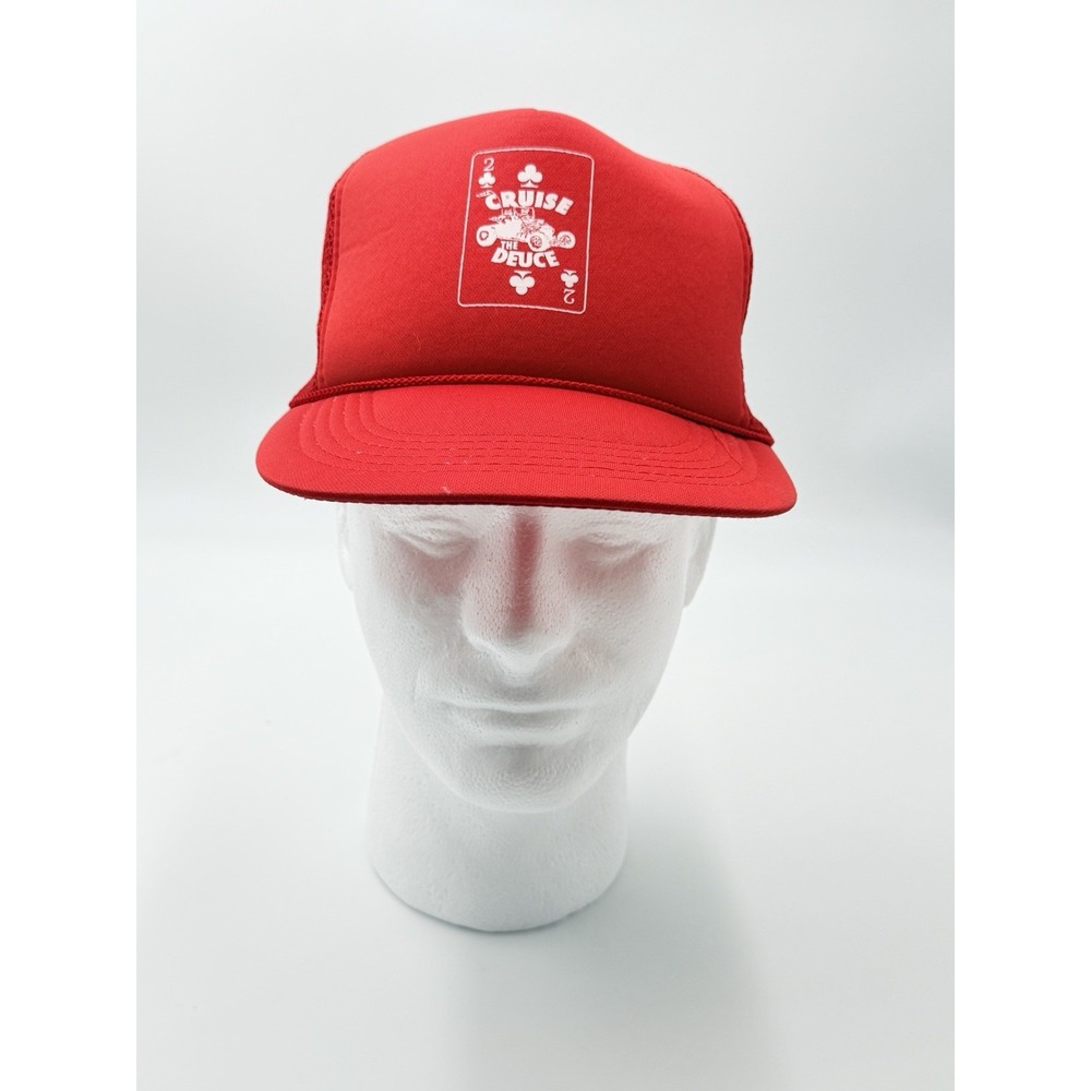 Cruise The Deuce Vintage Red Trucker Hat 2 Of Clubs Hot Rod Snapback Sportsman